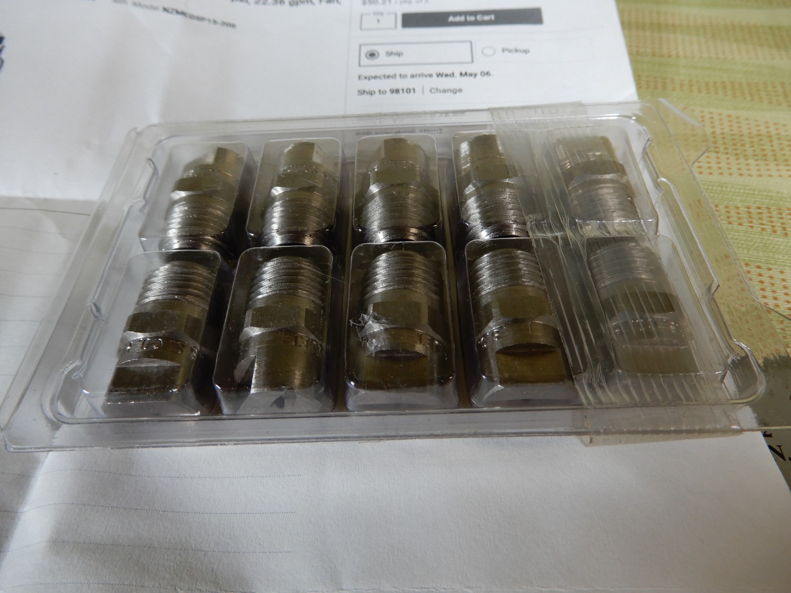 Spraying Systems Veejet Nozzles Qty 10 NOS Stainless Steel H1/4U-SS4015