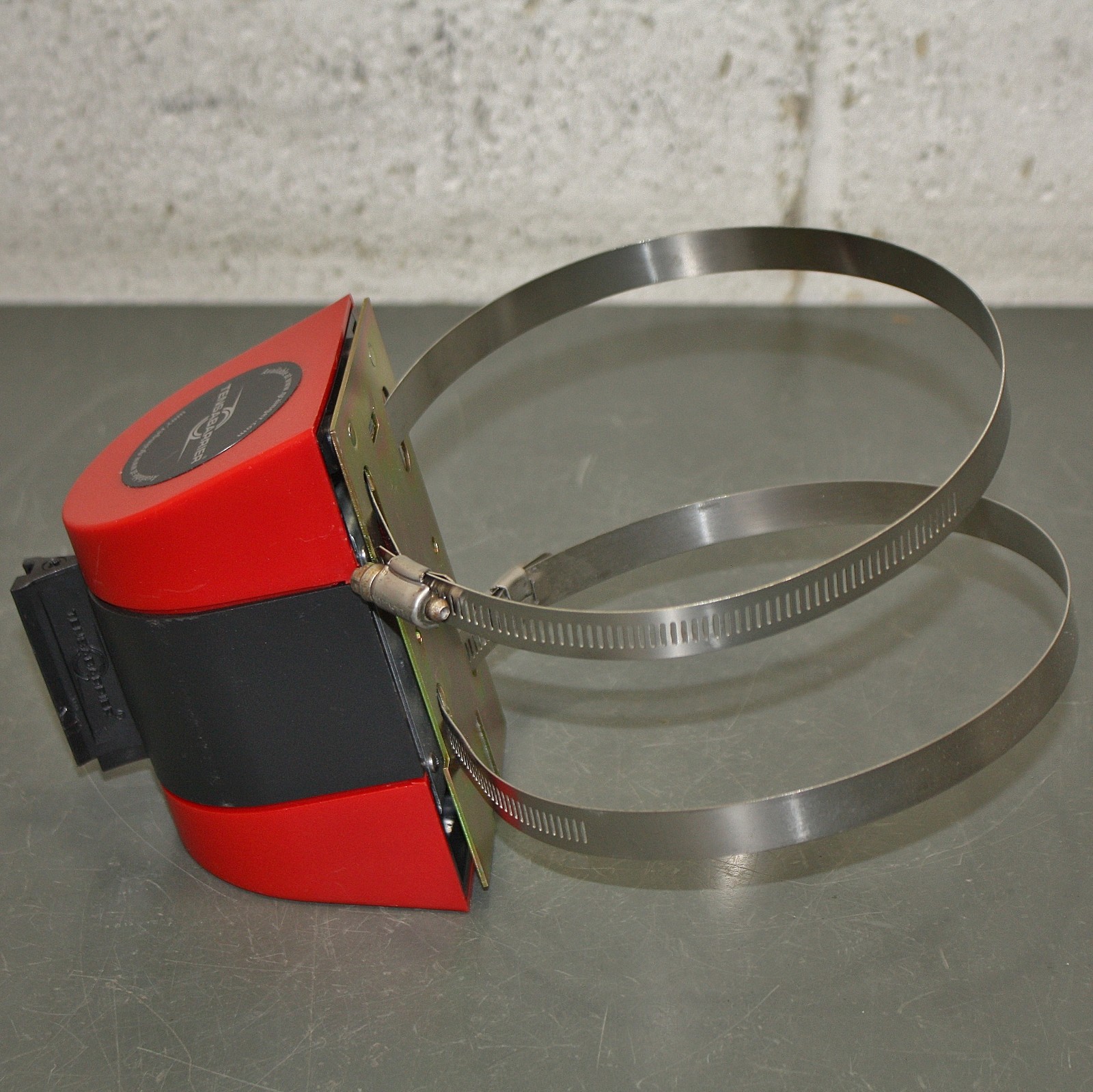 Tensabarrier 15ft Retractable Belt Barrier “Authorized Access Only”, Hose Clamp