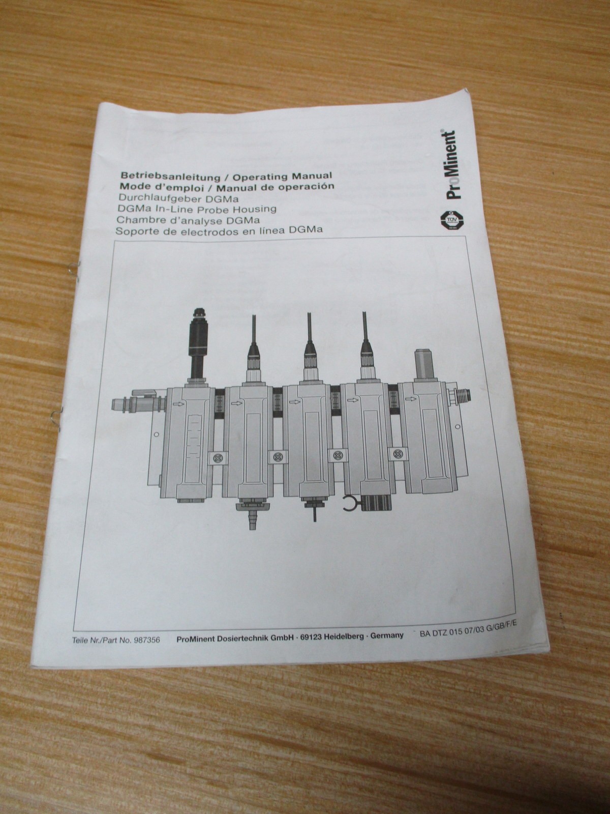 ProMinent 987356 DGMa In-Line Probe Housing Operating Manual