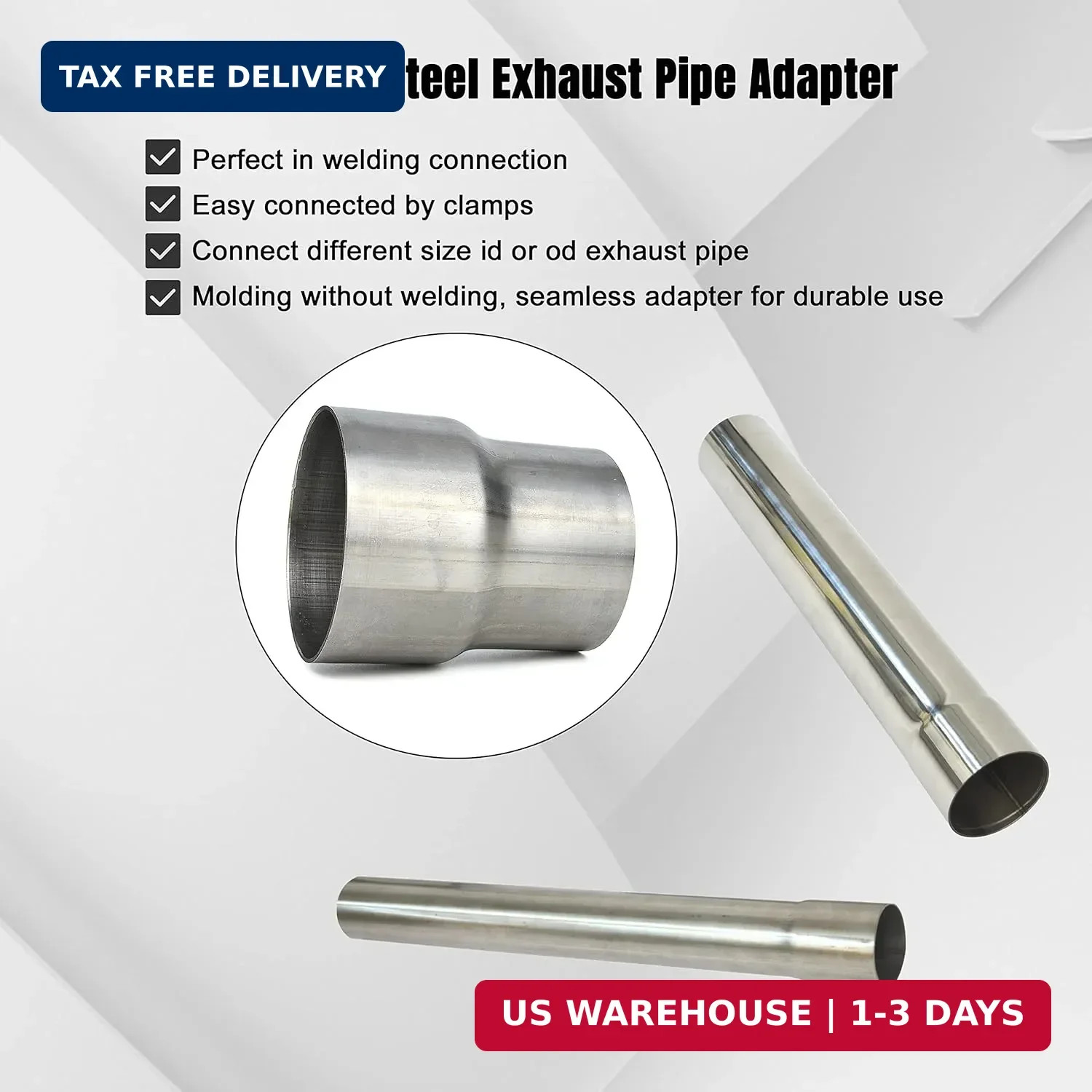 Universal Stainless ID 2.5 inch to OD 3 inch Exhaust Adapter Reducer | Seamless