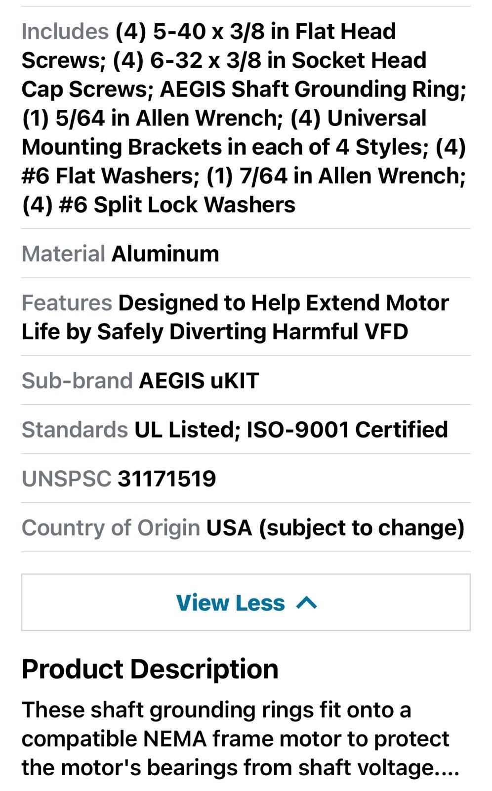 Aegis Kit Sgr-2.125-Uk Bearing Protection Ring Dia. 2 1/8 In sgr-2.125 Dented 📦