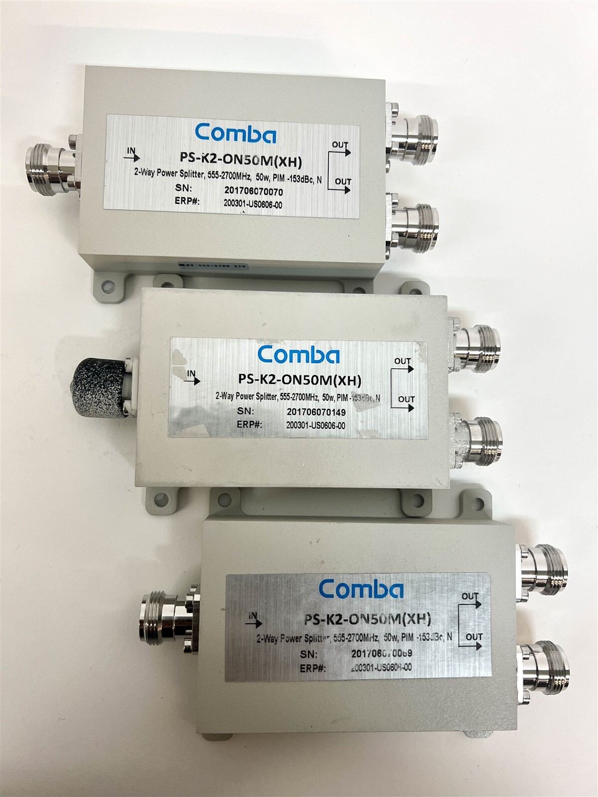 Comba PS-K4-ON50M(XH) Antenna 2 Way Power Splitter LOT of 3 New (10030M