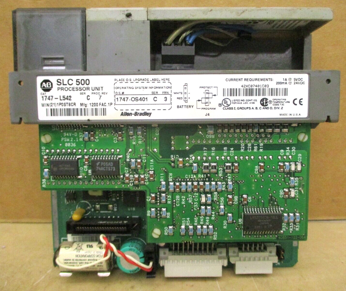 Allen-Bradley SLC 500 1746-P3 Ser A SLC 5/04 CPU 1747-L542 48667GN