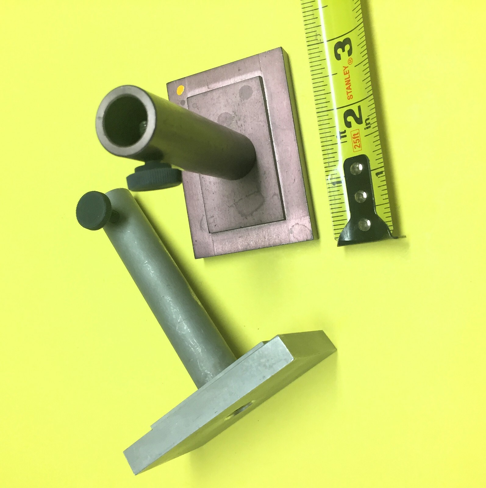 Lot of 2 custom Aluminum 4″ Vertical Post holders on 3″ x 2″ bases