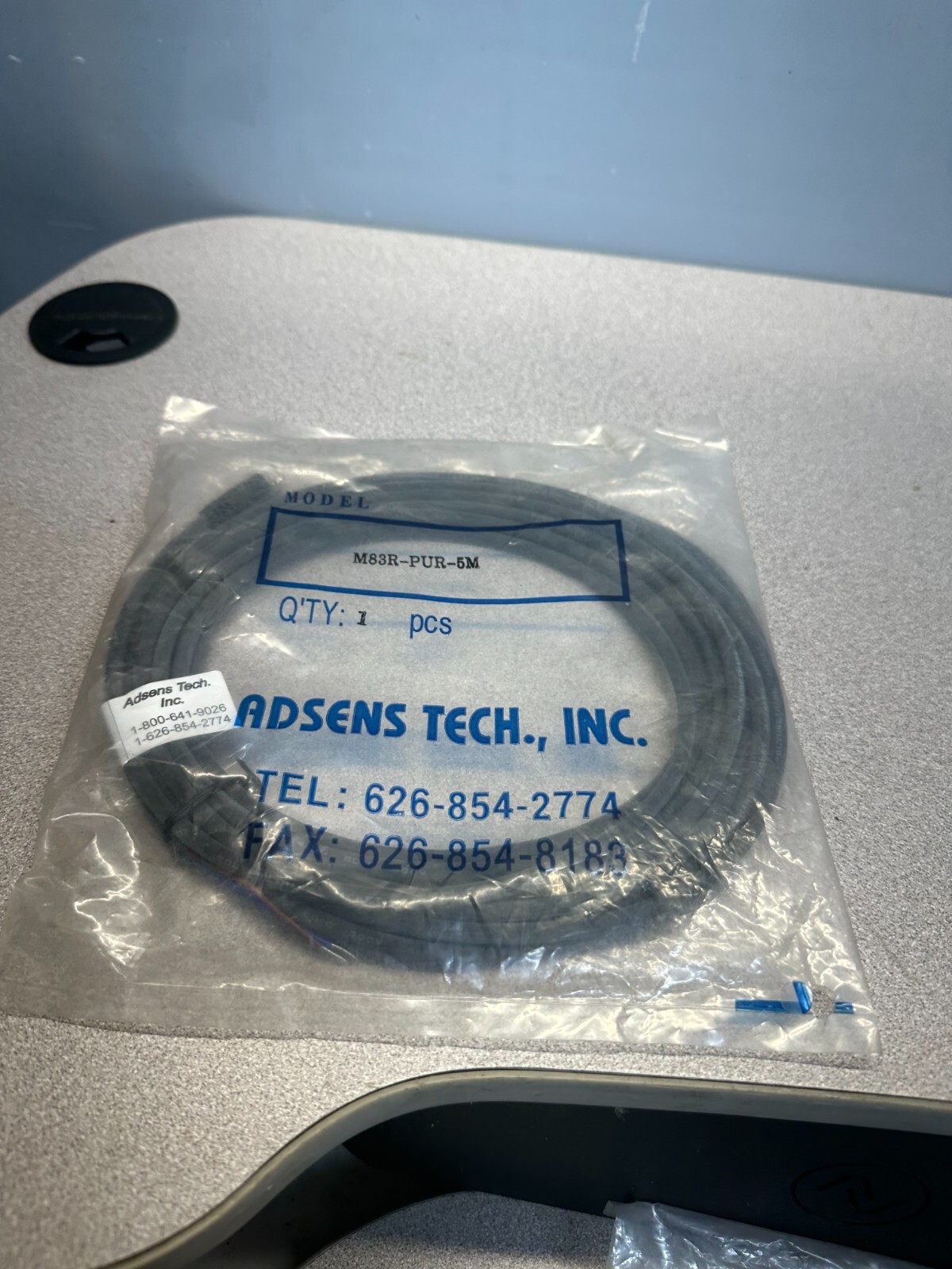 NEW ADSENS TECH MODEL M83R-PUR-5M, 3-PIN SWITCH CONNECTOR. FREE SHIPPING.