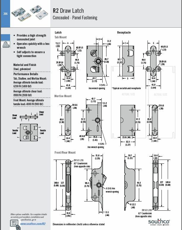 Southco Concealed Draw Latch R2 style Lot of (2) new , open no box
