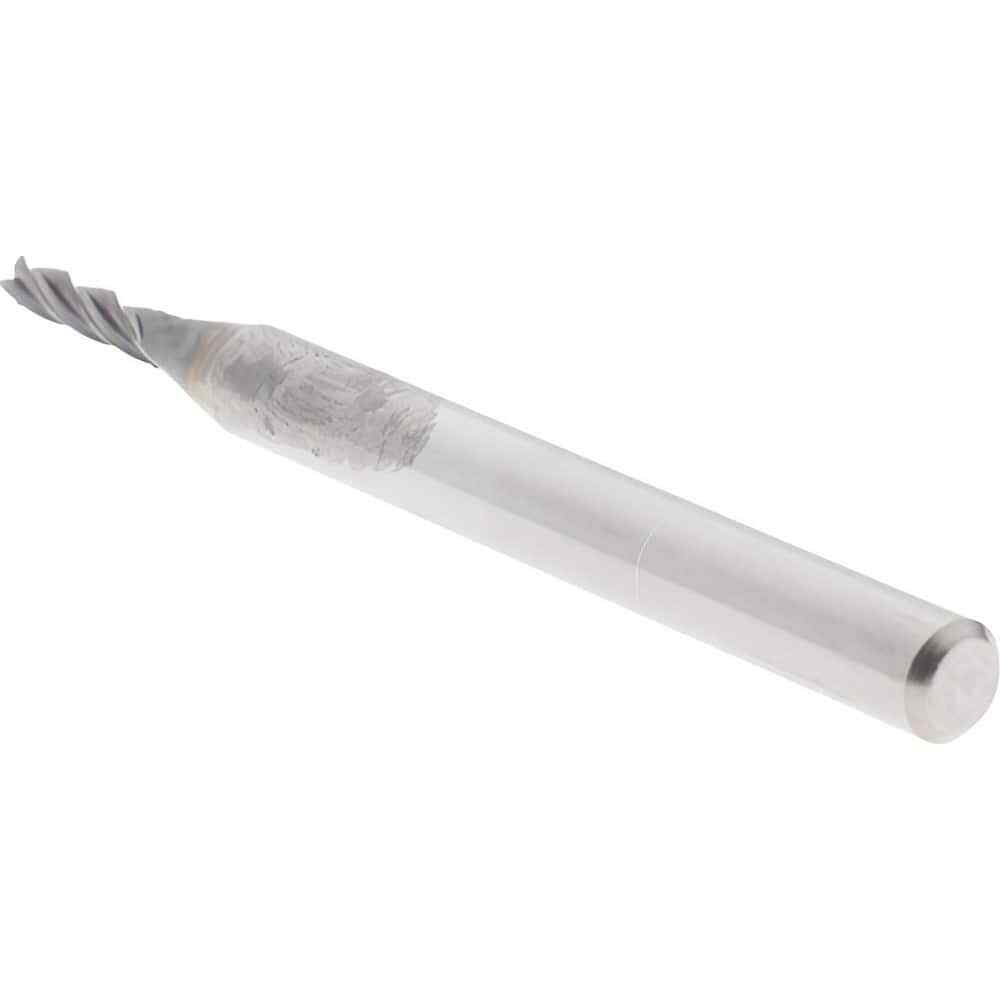 Square End Mill: 1/16” Dia, 1/4” LOC, 1/8” Shank, 1-1/2” OAL, 4 Flutes,