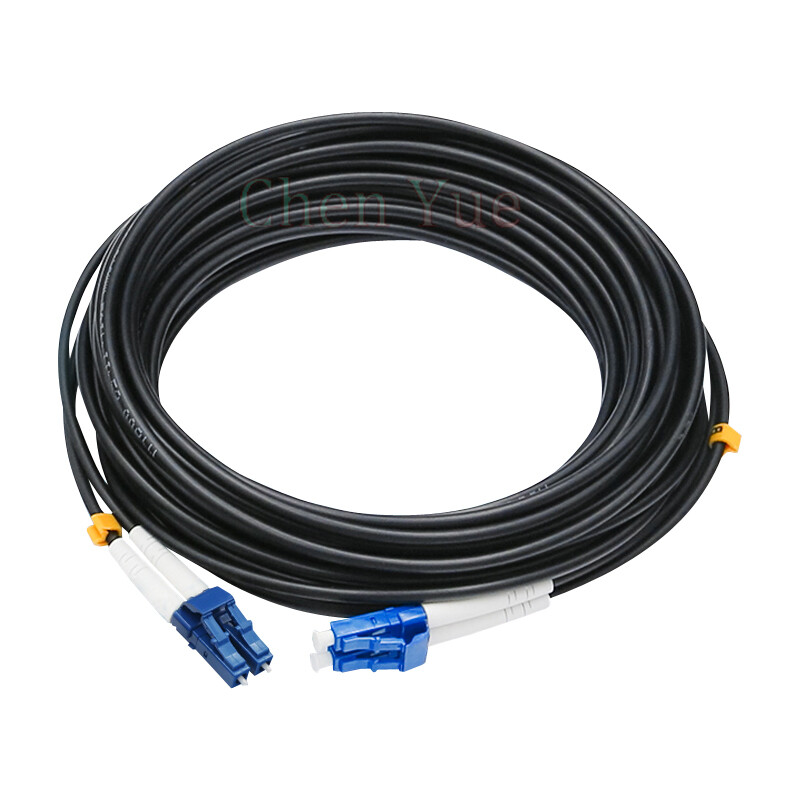 20M Black Armored Fiber Cable LC-LC UPC SM 9/125 Duplex Fiber Optic Patch Cord