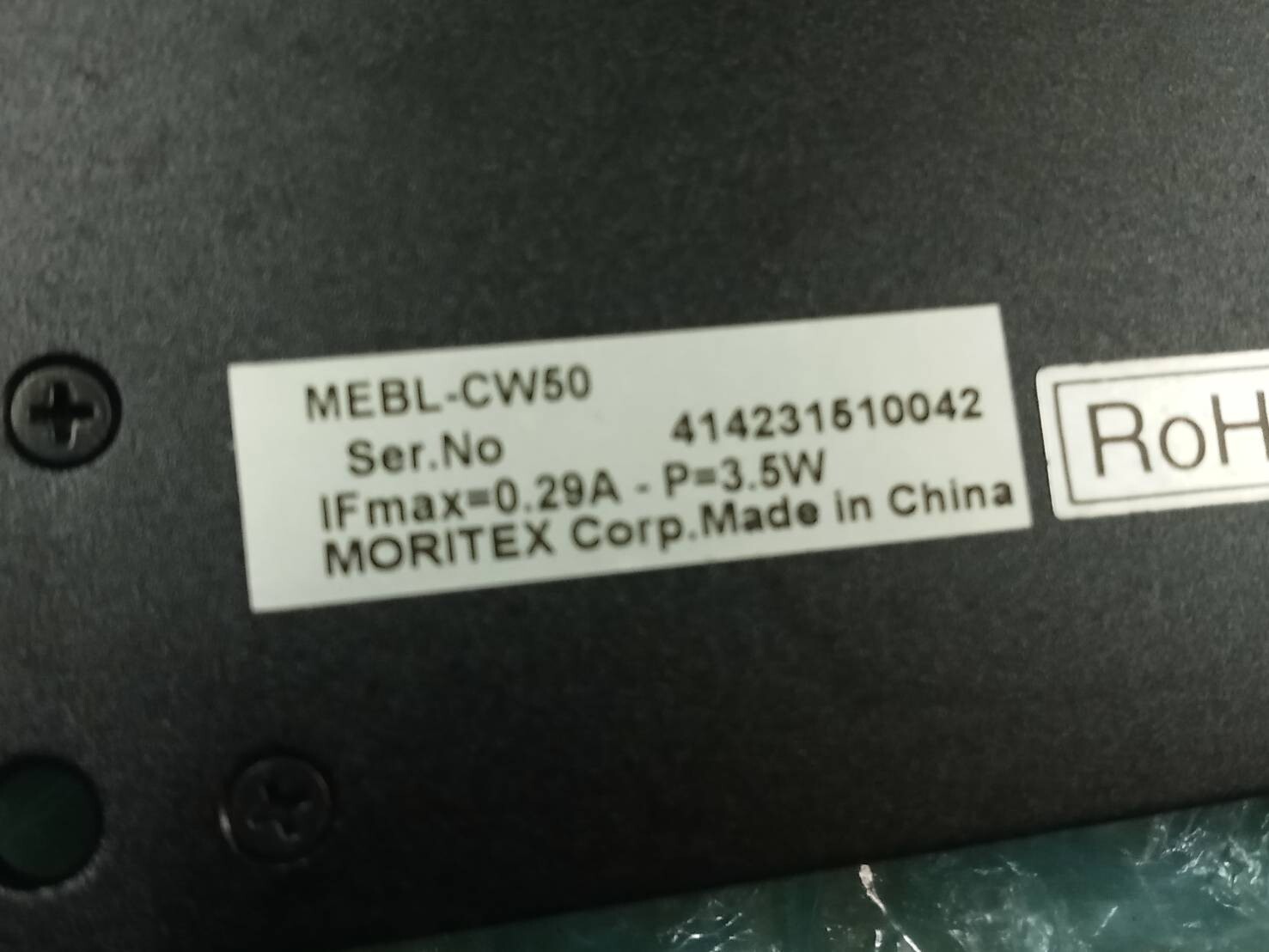 MEBL-CW50 Ser.No 414231510042,IF max=0.29A-P=3.5W.