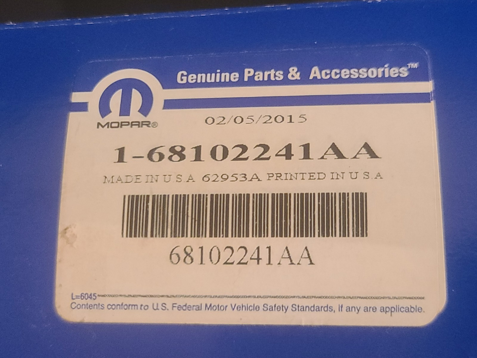 GENUINE OEM Mopar Oil Filter 68102241AA (1.4L Engine) Fits Fiat Dodge & Jeep