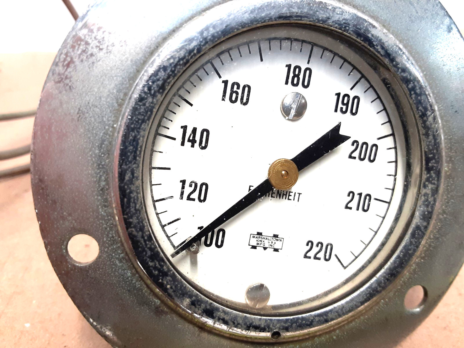 100–220°F Temperature Gauge – Industrial Analog Dial Thermometer, Marshall Instr