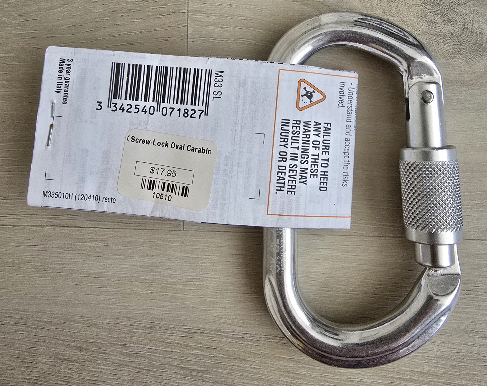 Petzl M33 Sl Carabiner, Screw-Lock, 4 1/4 In Length, 1″ Gate Opening,