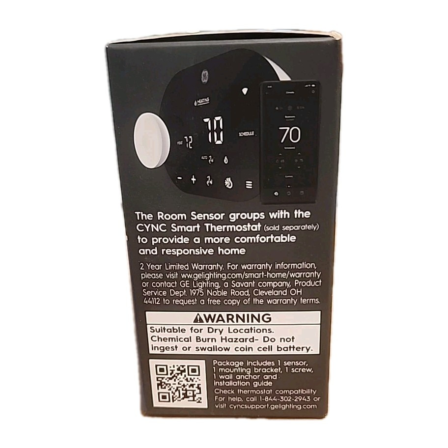 2-Pack GE Cync Smart Room Temperature Sensor Wireless Thermostat Remote Monitor