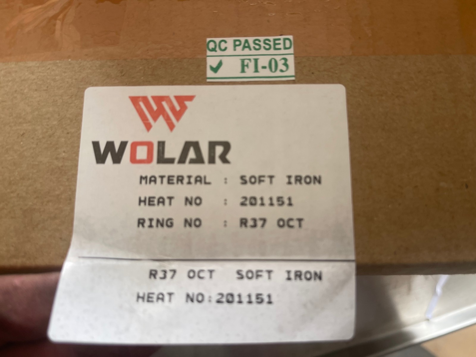 Wolar R37 Octagonal Soft Iron Gasket Ring Type Joint Replacement Unit