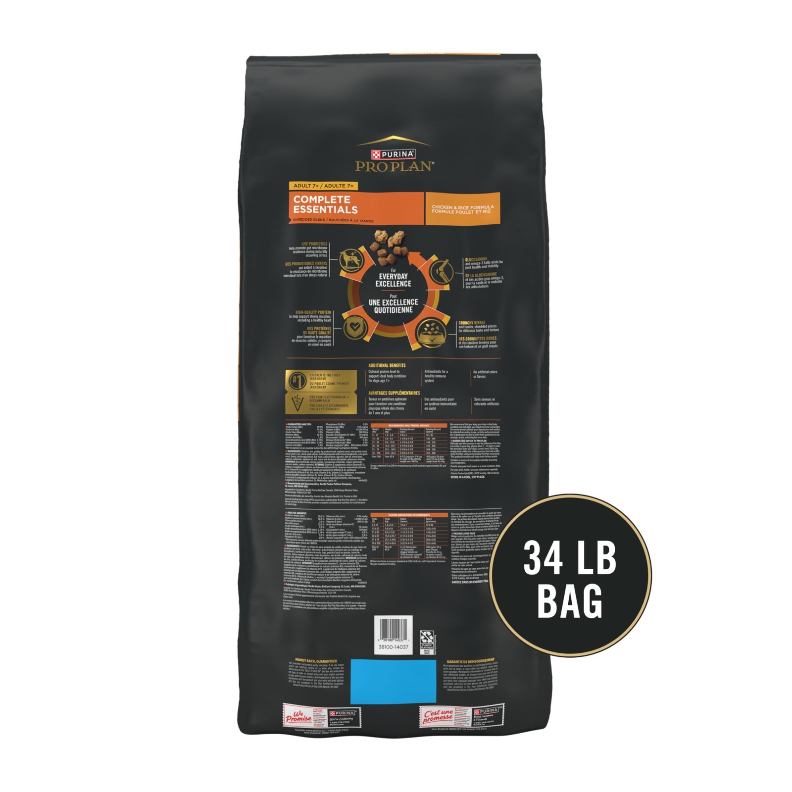 Purina Pro Plan Senior Dog Food With Probiotics for Dogs, Chicken, 34 lb. Bag