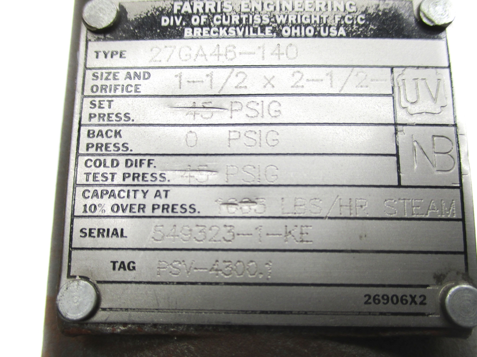 FARRIS ENGINEERING 27GA46-140 45PSIG REMAN