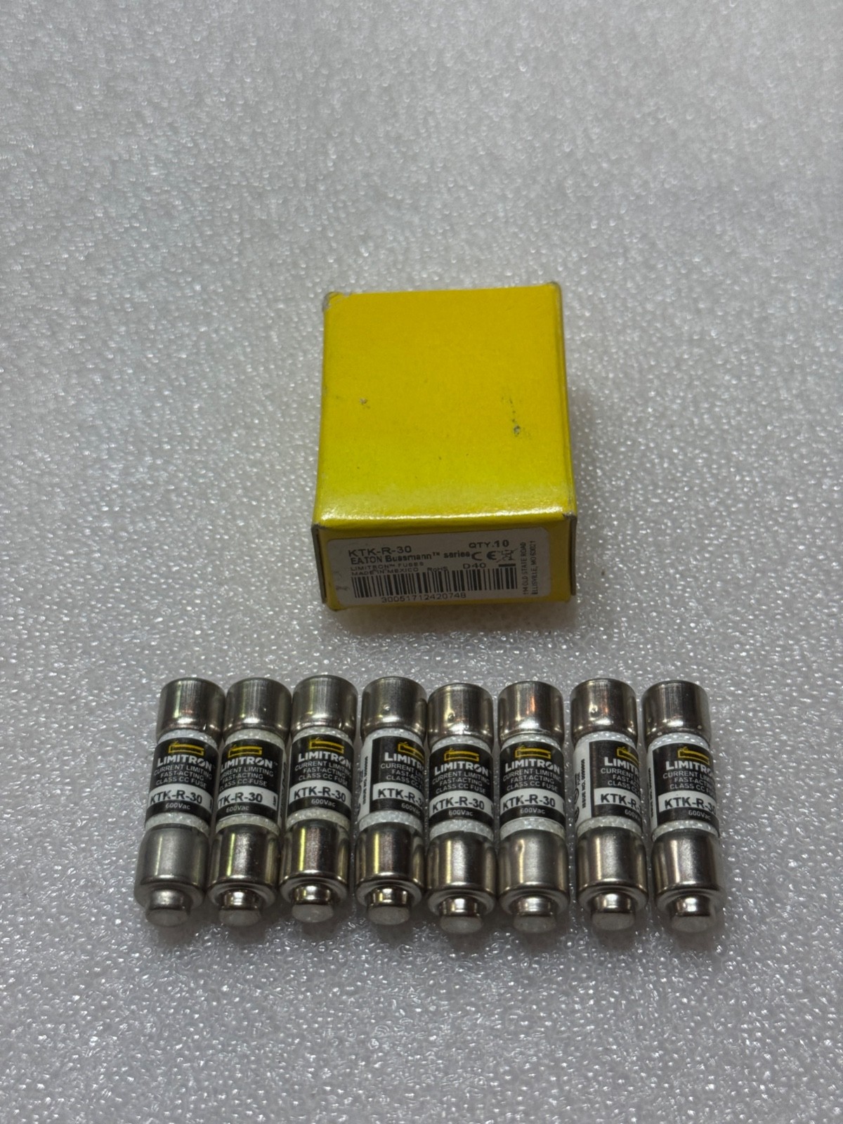 8PCS Eaton Bussmann KTK-R-30 CC Class, Fast-Acting, 30A, 600Vac