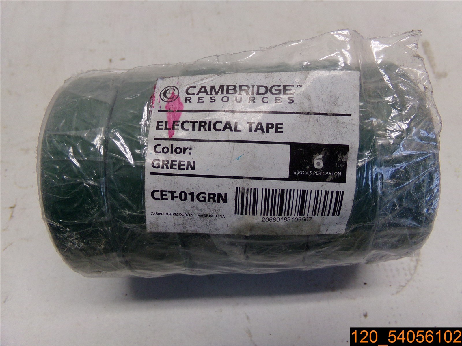 Qty=6 Rolls: Cambridge Premium Vinyl Electrical Tape, Green, CET-01GRN