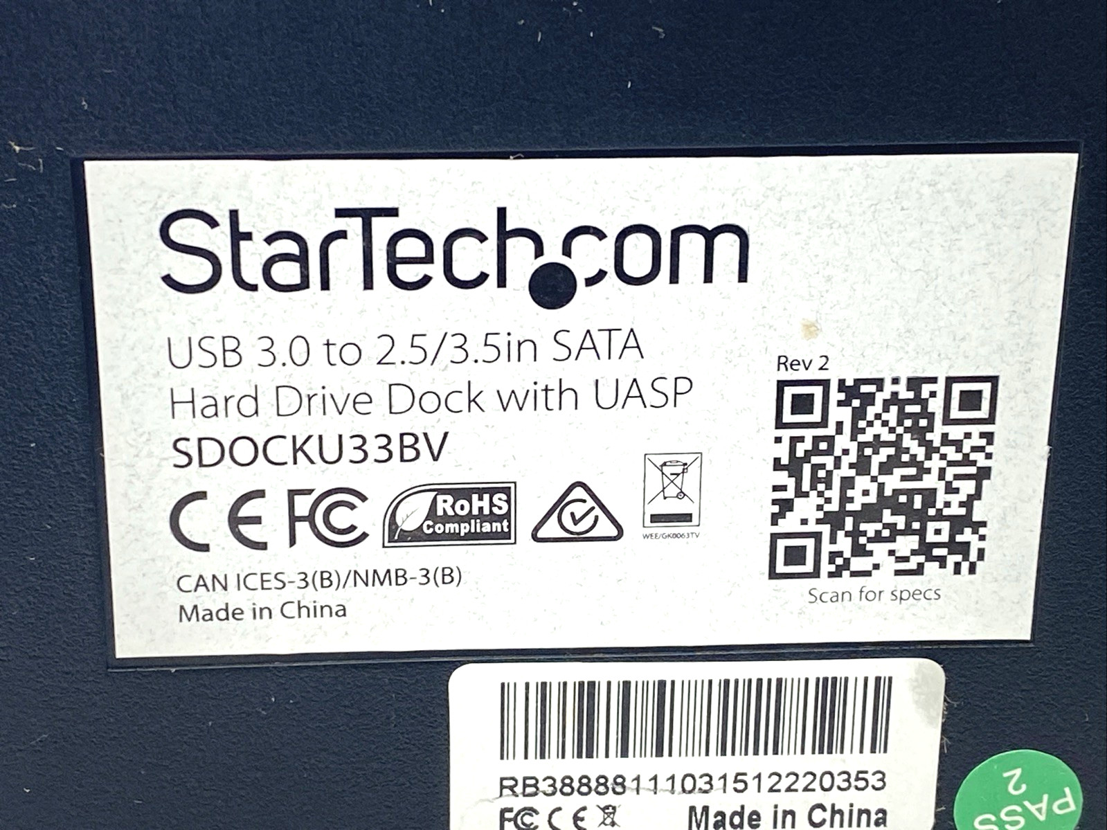 StarTech SDOCKU33BV Single Bay USB 3 To SATA Hard Drive Docking Station, HDD/SSD