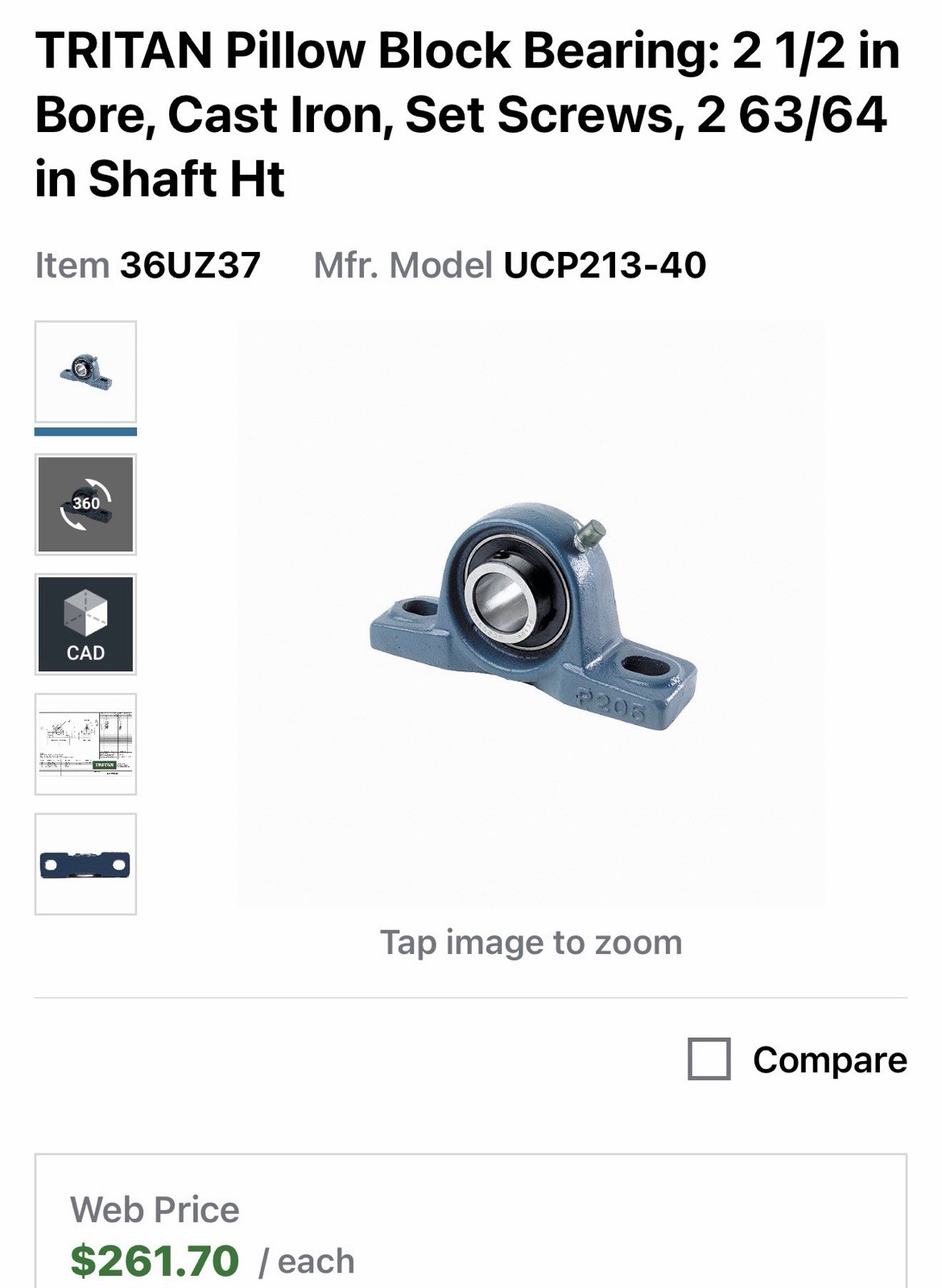 NEW Open BOX! TRITAN PILLOW BLOCK BEARING UCP213-40
