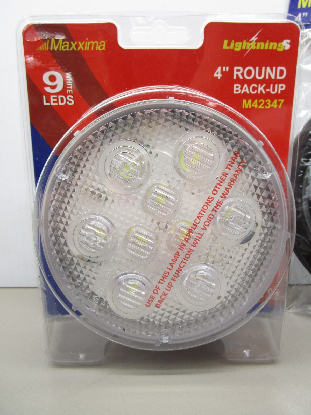 Maxxima M42347 LED 4″ Round Back-up Lamp with M50900 Plug and M50400-B Grommet