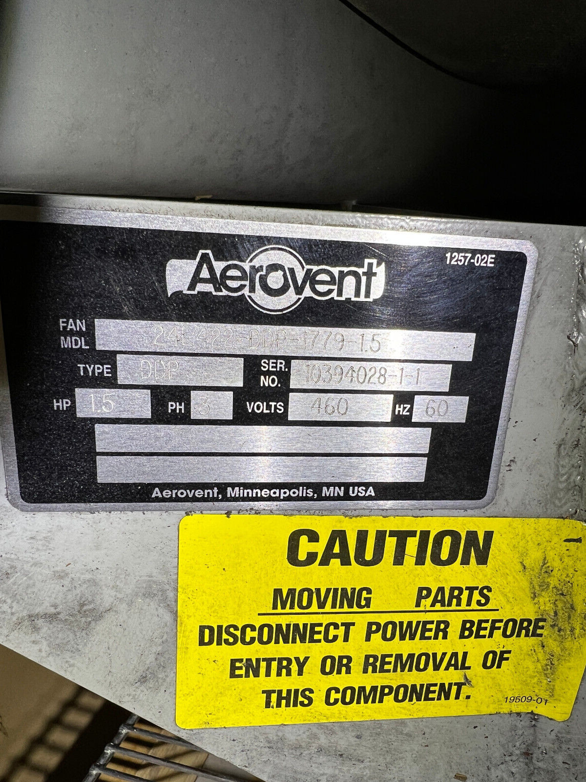 Aerovent *Panel Fan, Direct Drive* 24″ DDP* 460V * 1.5HP * 1779RPM* {4}Blade*NEW