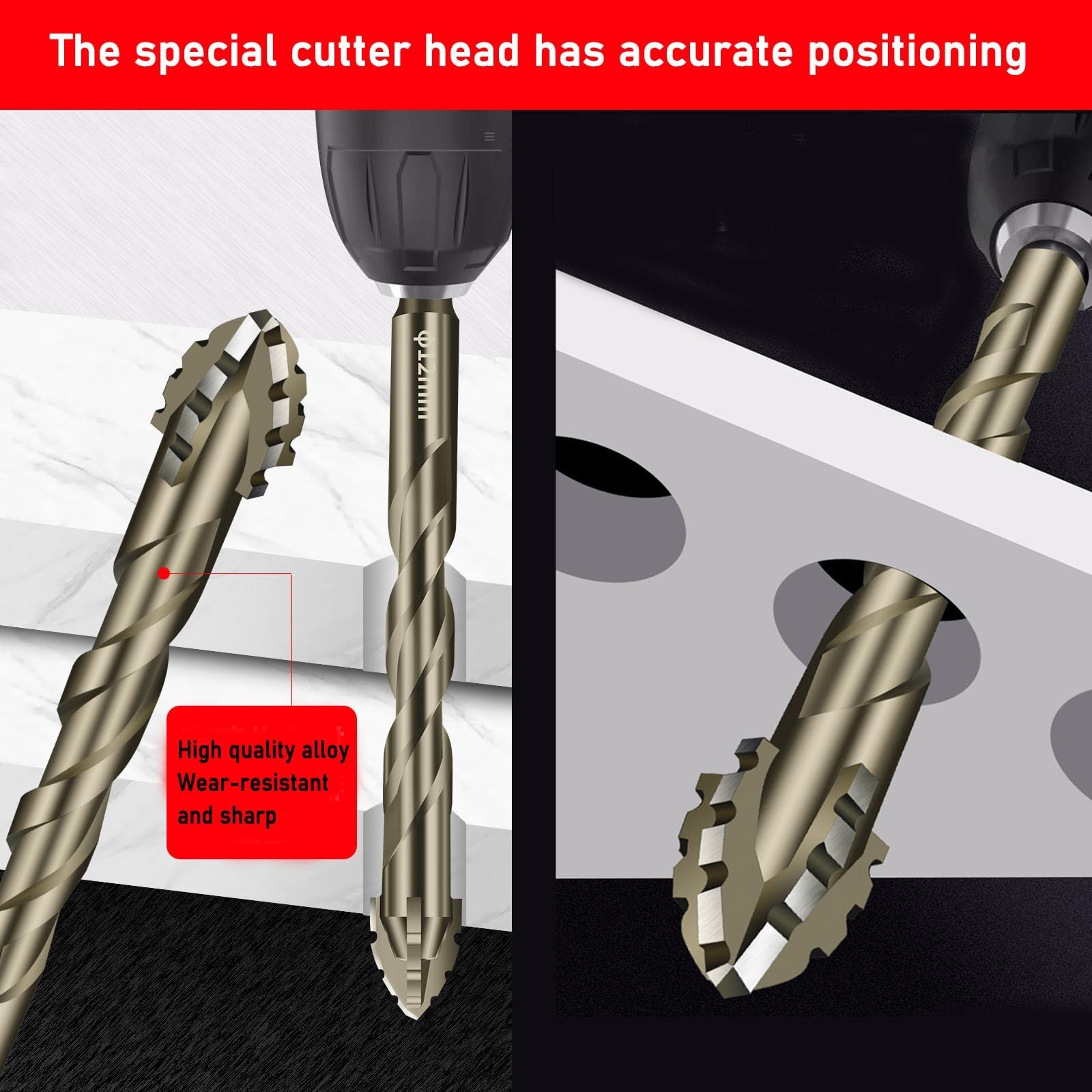 6PCS High-Strength Eccentric Twist Drill Bit Set – Four-Flute Sawtooth, Four-…