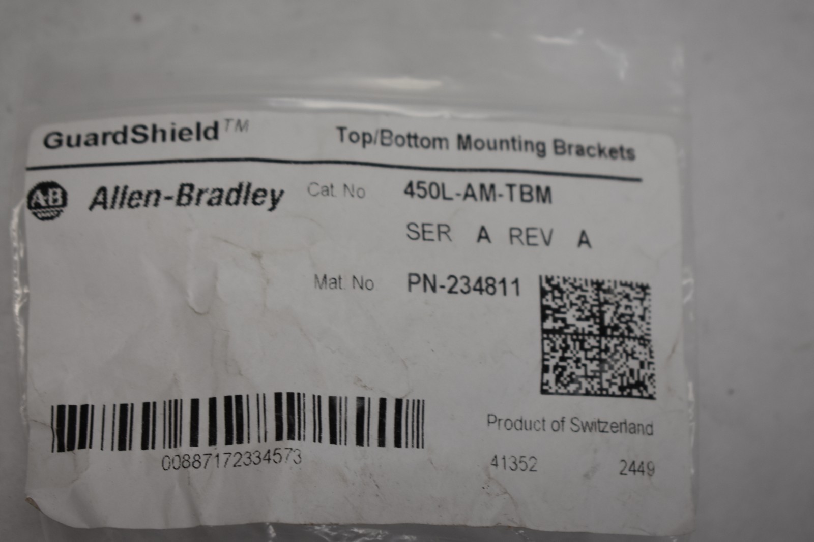 Allen Bradley GuardShield Light Mounting Bracket 450L-AM-TBM BP1 PN-234811