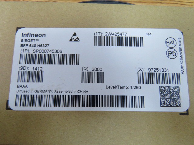 INFINEON BFP640H6327 Qty of 100 per Lot RF Transistor NPN 4.5V 50mA 40GHz 200mW