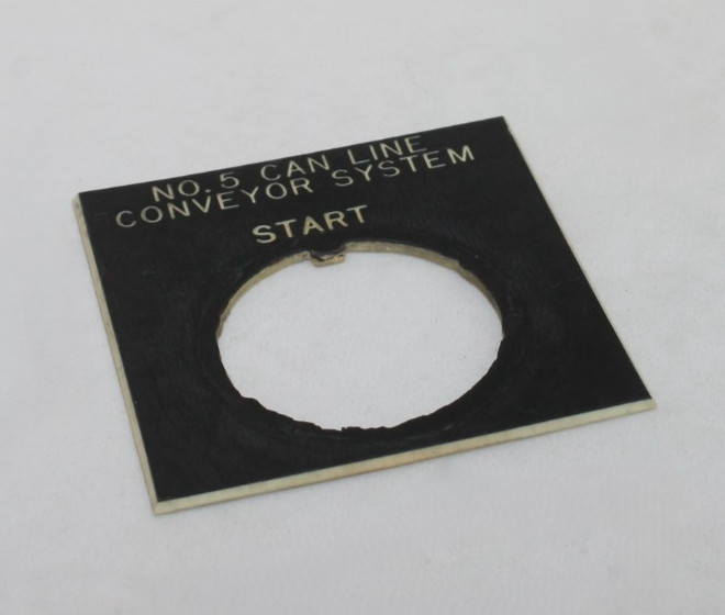 Square “No 5 Can Line Conveyor System – Start” Legend Plate