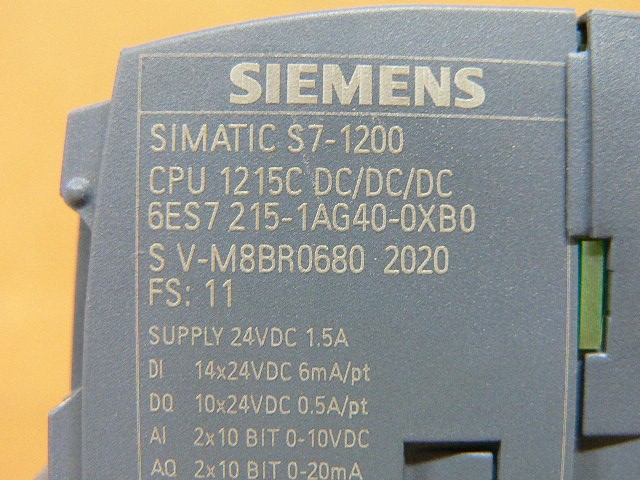 Siemens 6Es7 215-1Ag40-0Xb0 Simatic S7-1200 Plc Cpu 1215C Digital I/O 24Vdc