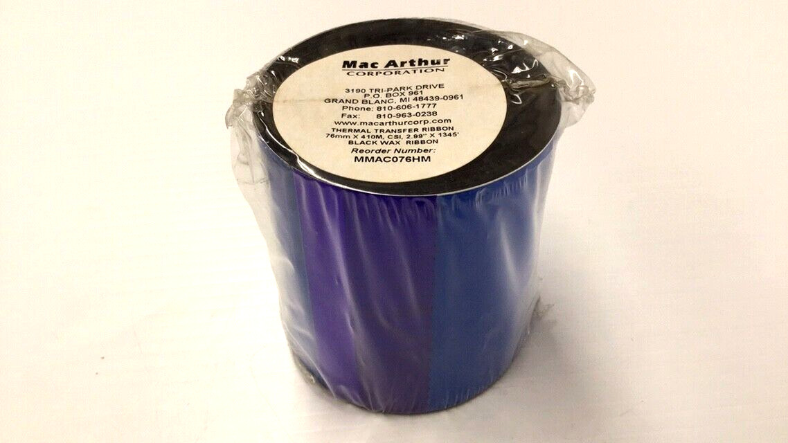 MacArthur MMAC076HM Black Wax Thermal Transfer Ribbon 76mm X 410M