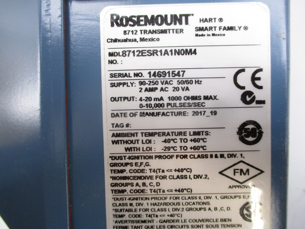 ROSEMOUNT 8712ESR1A1N0M4 250VAC 2A NSMP