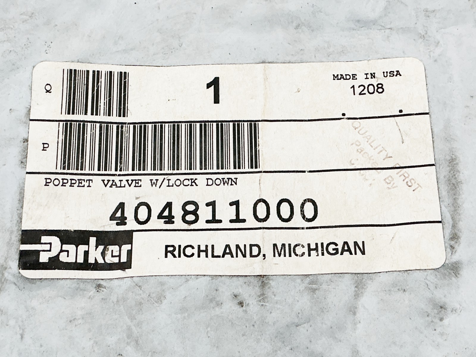 New Parker 404811000 Poppet Valve W/Lock Down 150PSI