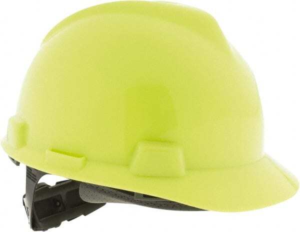 MSA 10061512 Hard Hat: Class E Hi-Viz Yellow Green, Plastic, Slotted