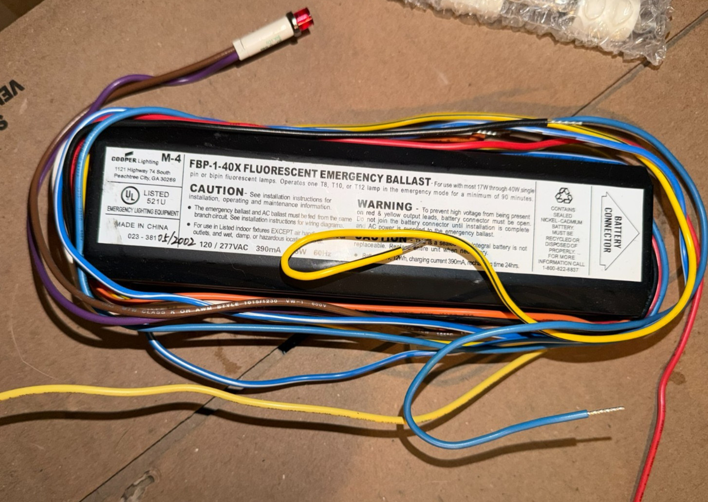 Cooper FBP140X Sure-Lites Fluorescent Emergency Ballast NEW OPEN BOX