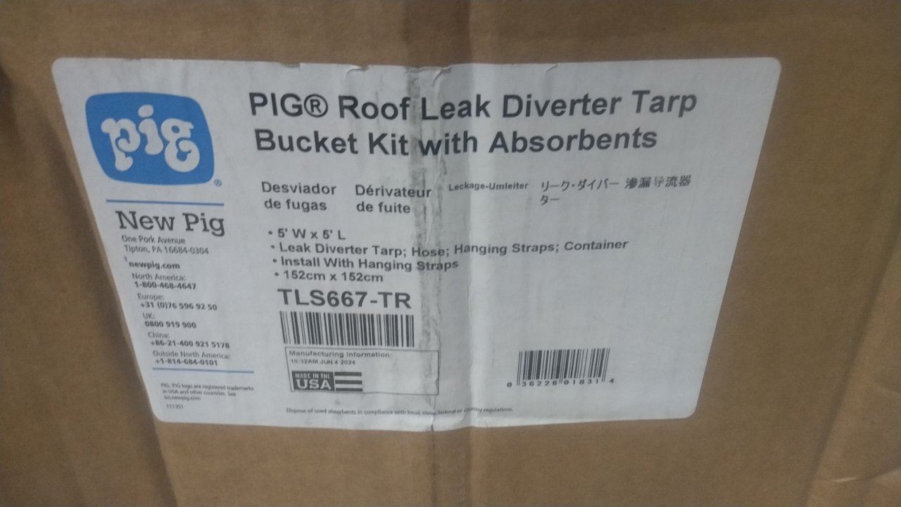 Pig TLS667-TR 3.33 GPM Drainage Rate Roof Leak Diverter Bucket Kit