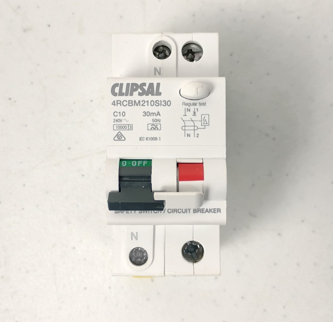 Clipsal 4RCBM210SI30 2 Module 2 Pole 10A 30mA Type A-SI 10000A C-Curve