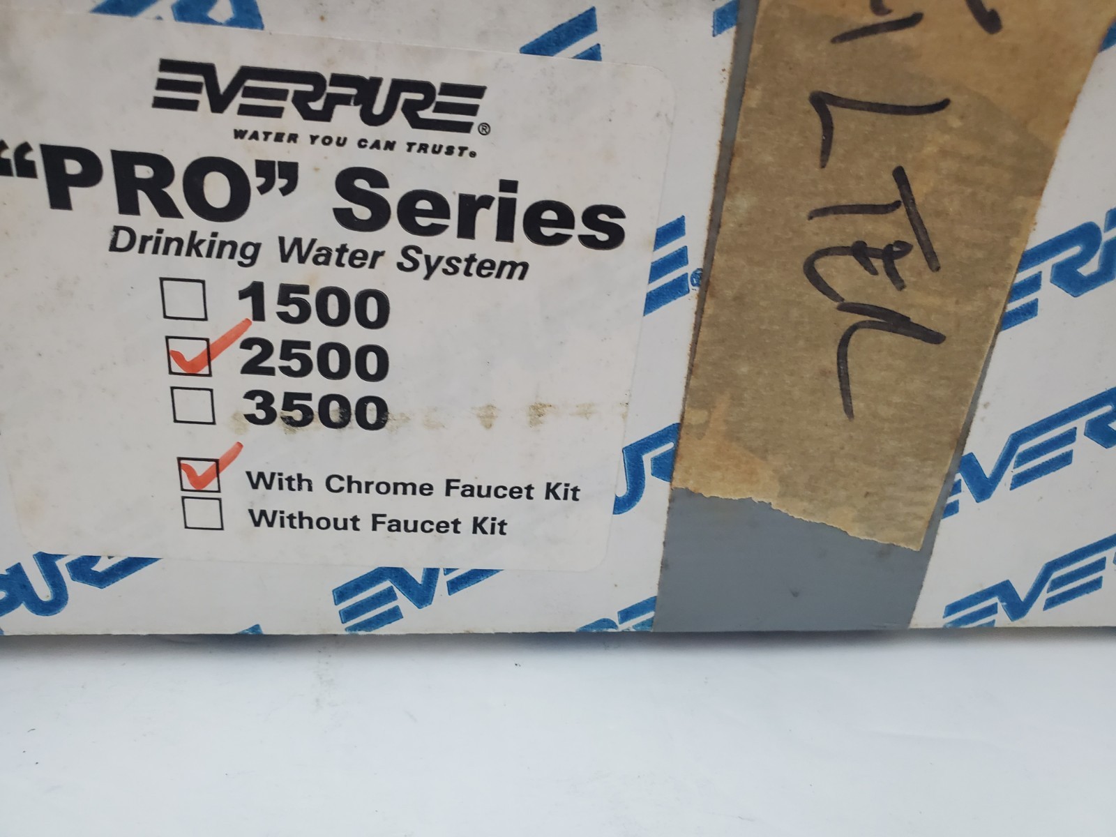EVERPURE PRO SERIES 2500 WATER FILTRATION SYSTEM KIT W/ CHROME FAUCET KIT – READ