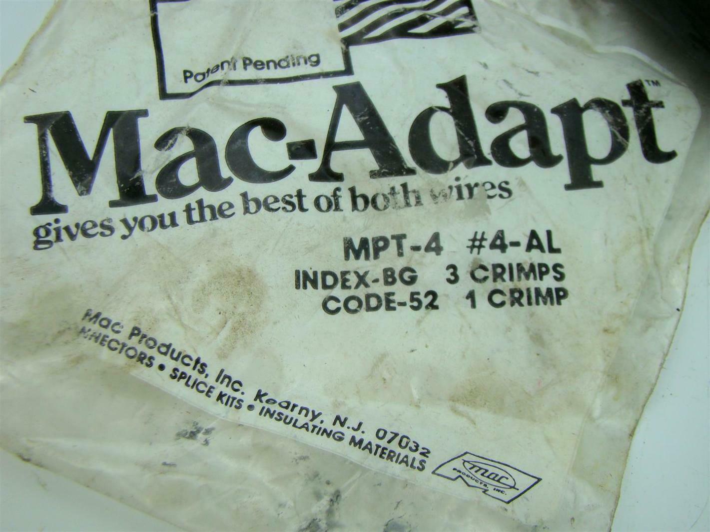MAC-ADAPT PIGTAIL ADAPTOR MPT-4 #1-AL INDEX-BG CODE-52 600 VOLT