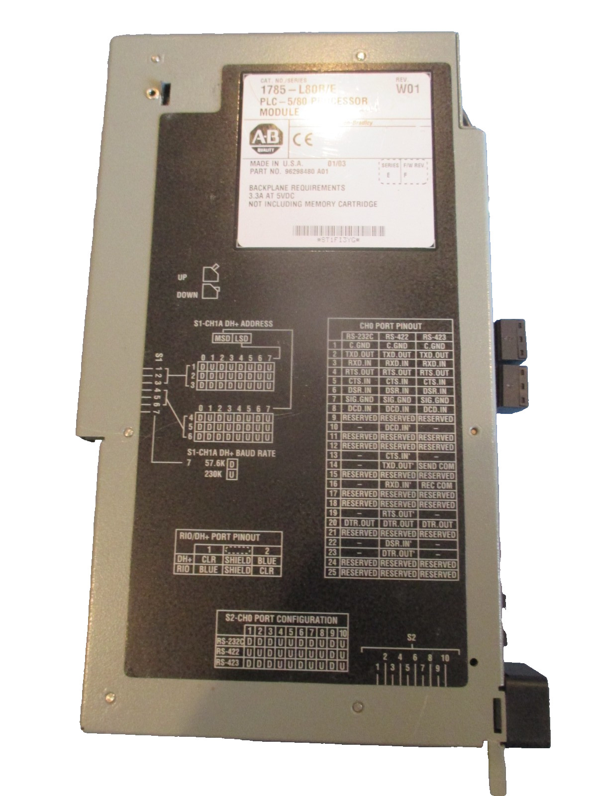 Allen Bradley PLC-5/80 Processor Module 1785-L80B/E 1785-L80B 96298480A01