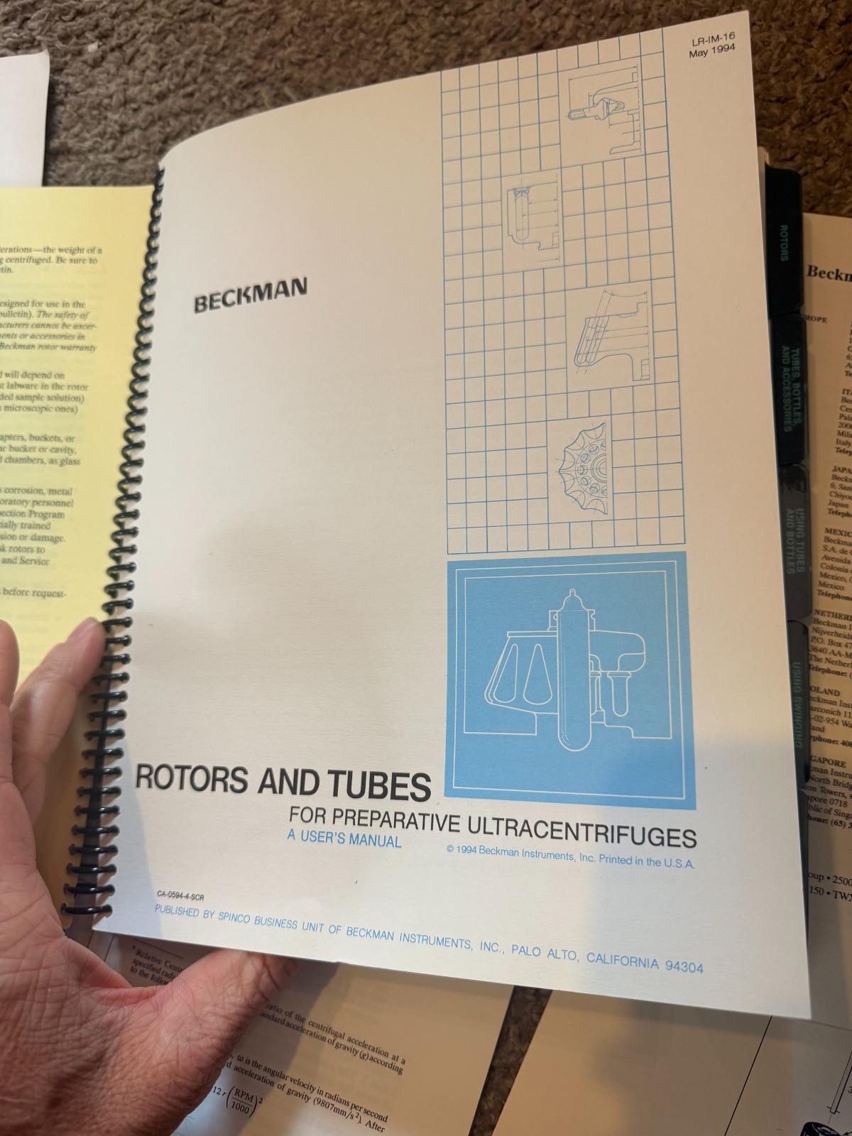 LOT of Beckman Rotors Tubes Manual Instructions 45 Ti Cape Tubes Ultracentrifuge