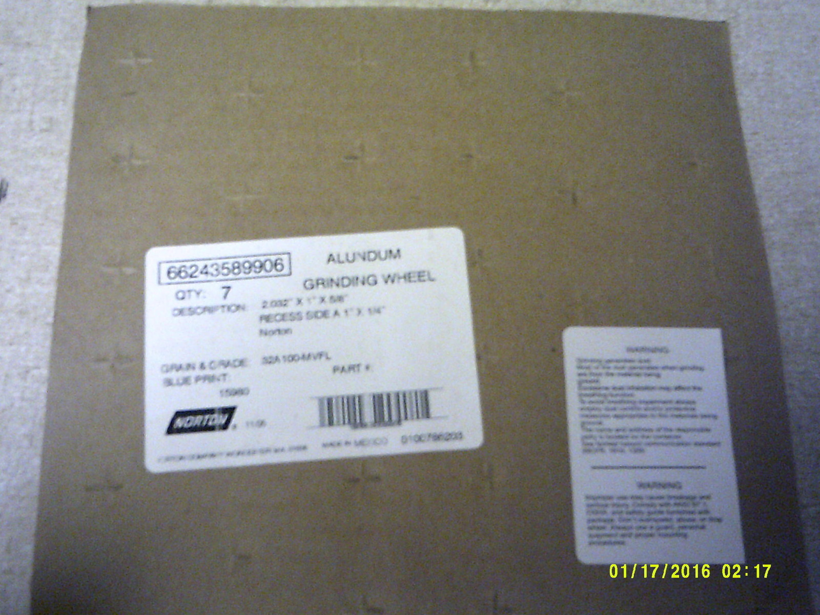 NEW Norton 82.032″x1″x5/8″ Lot of 7 Aluminum Grinding Wheels *FREE SHIPPING*