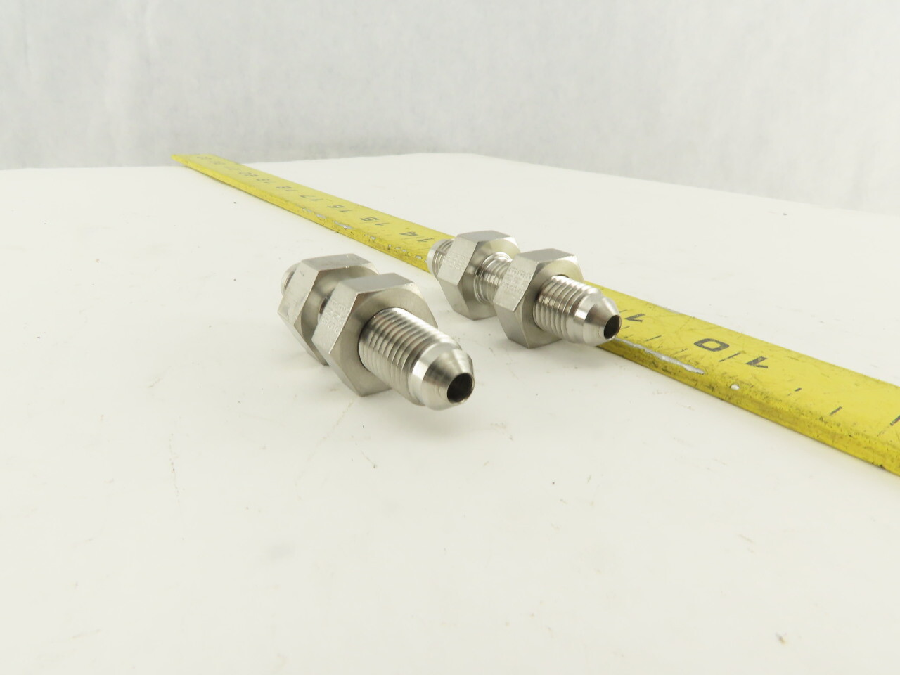 Parker 4 WTX-WLN-SS 316 Stainless Bulkhead Fitting Union 1/4″ 37° Flare Lot/2
