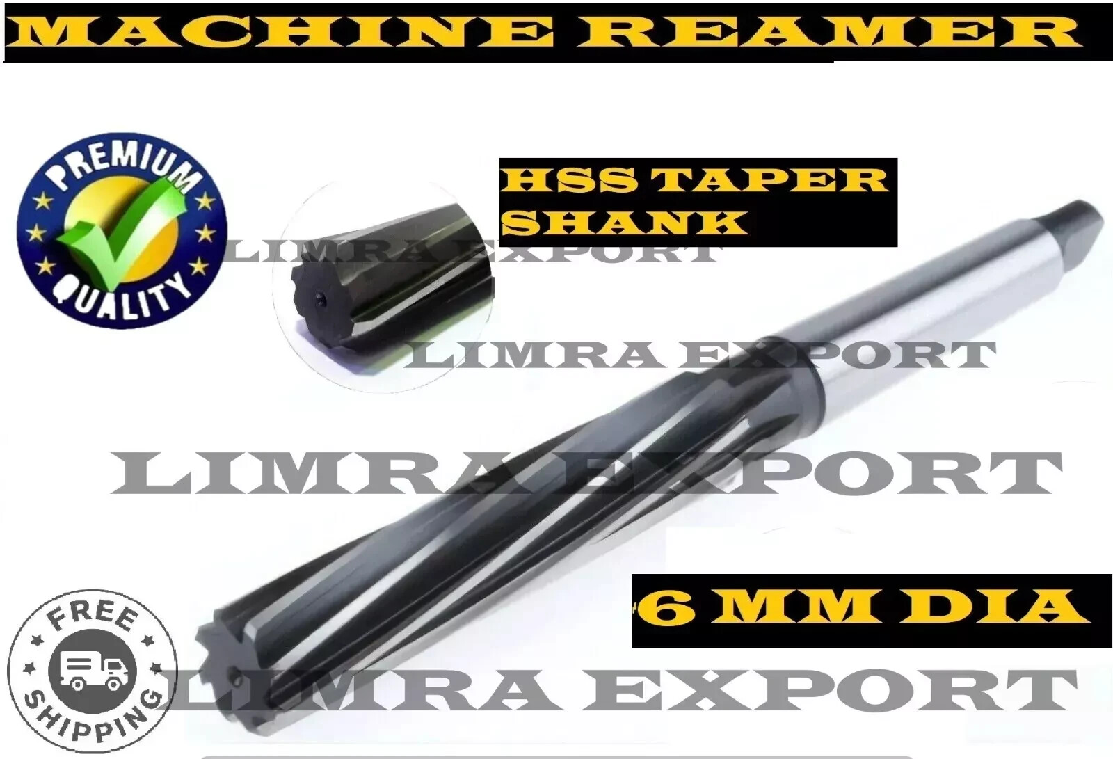 HSS Machine Reamer Dia 6 MM With Taper Shank MT 1 – Cut Edge 47 MM – OAL 127 MM