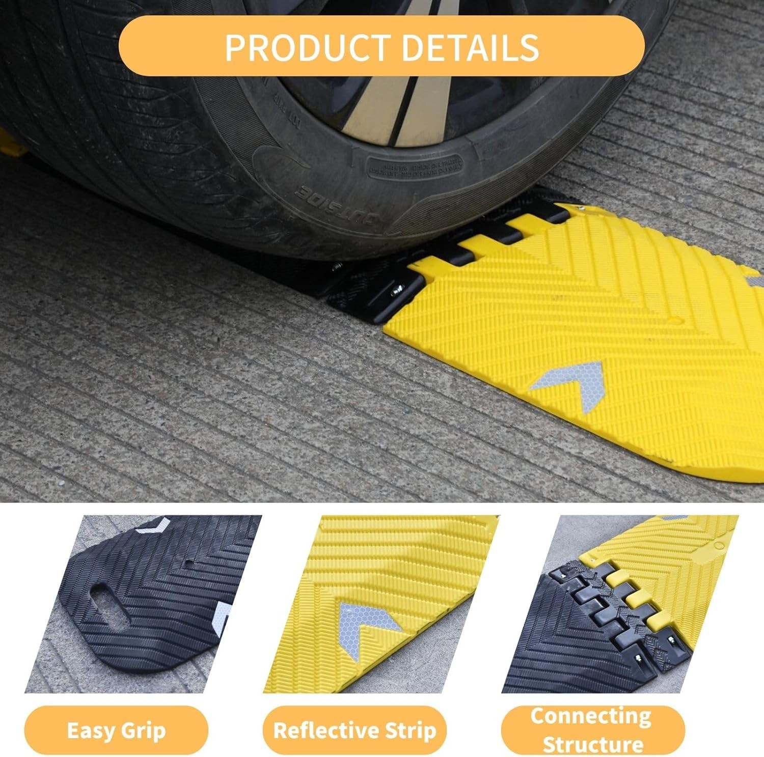 Orancl Portable speed bump Yellow 10Ft length, ideal for road and driveway use