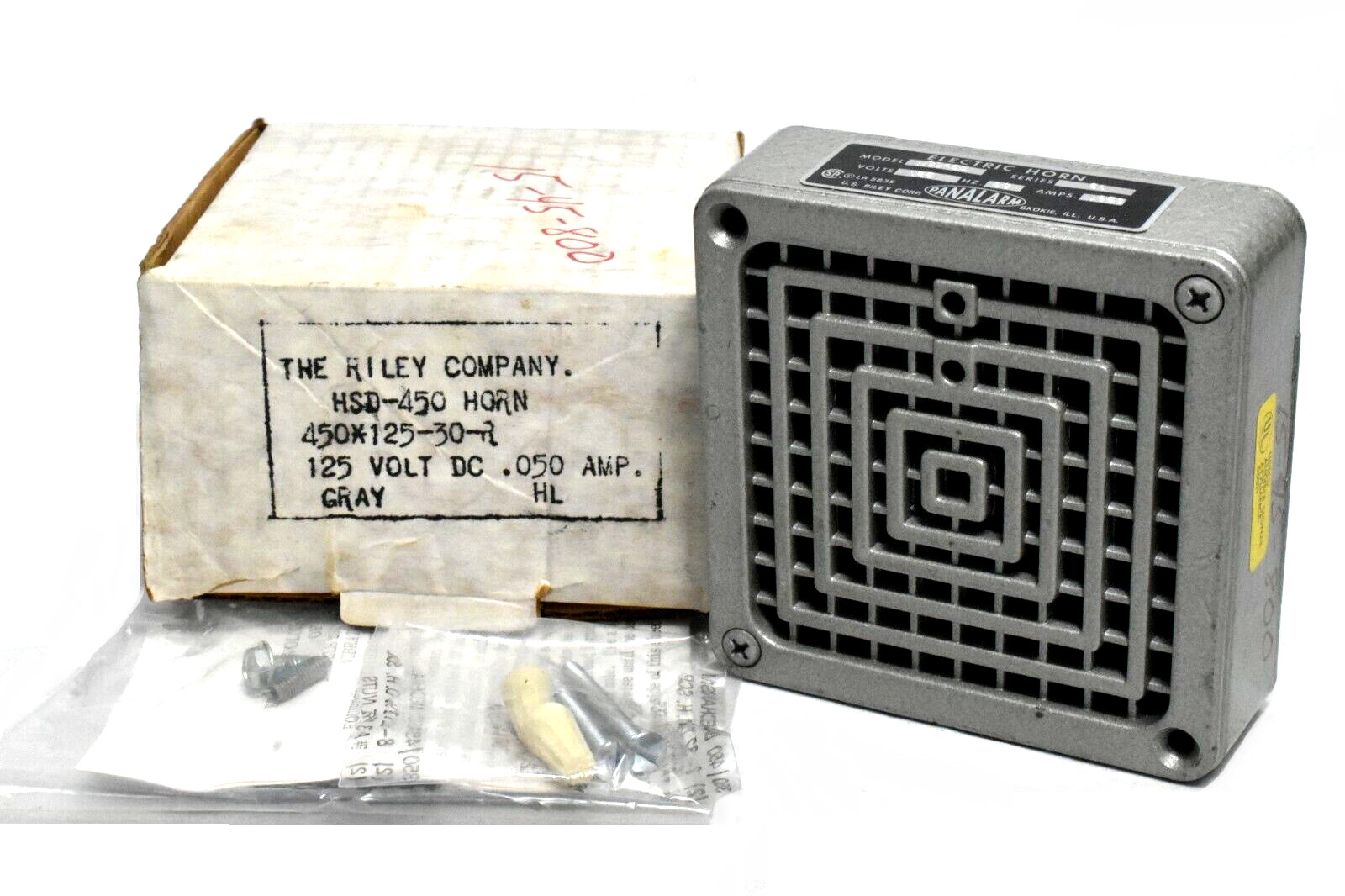 Riley Co HSD450 450-125-30 Signal Electric Horn Gray 125V DC, .050A