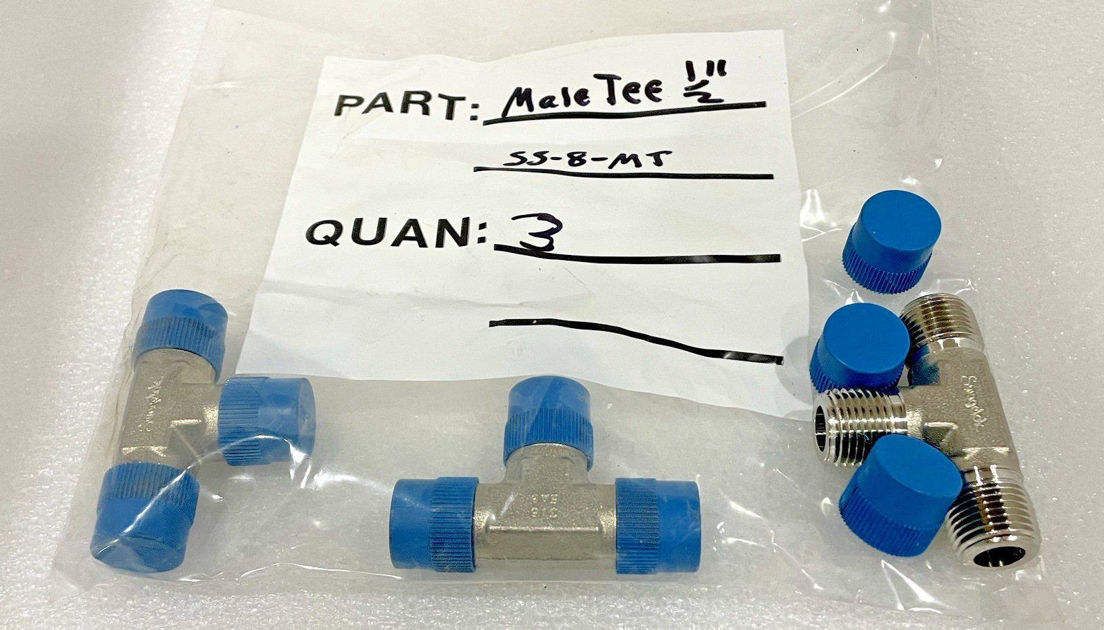 Swagelok LOT, 12pc, SS-12-HN, SS-8-MT, SS-8-CP, SS-6C-1 Nipple, Tee, Cap, Valve