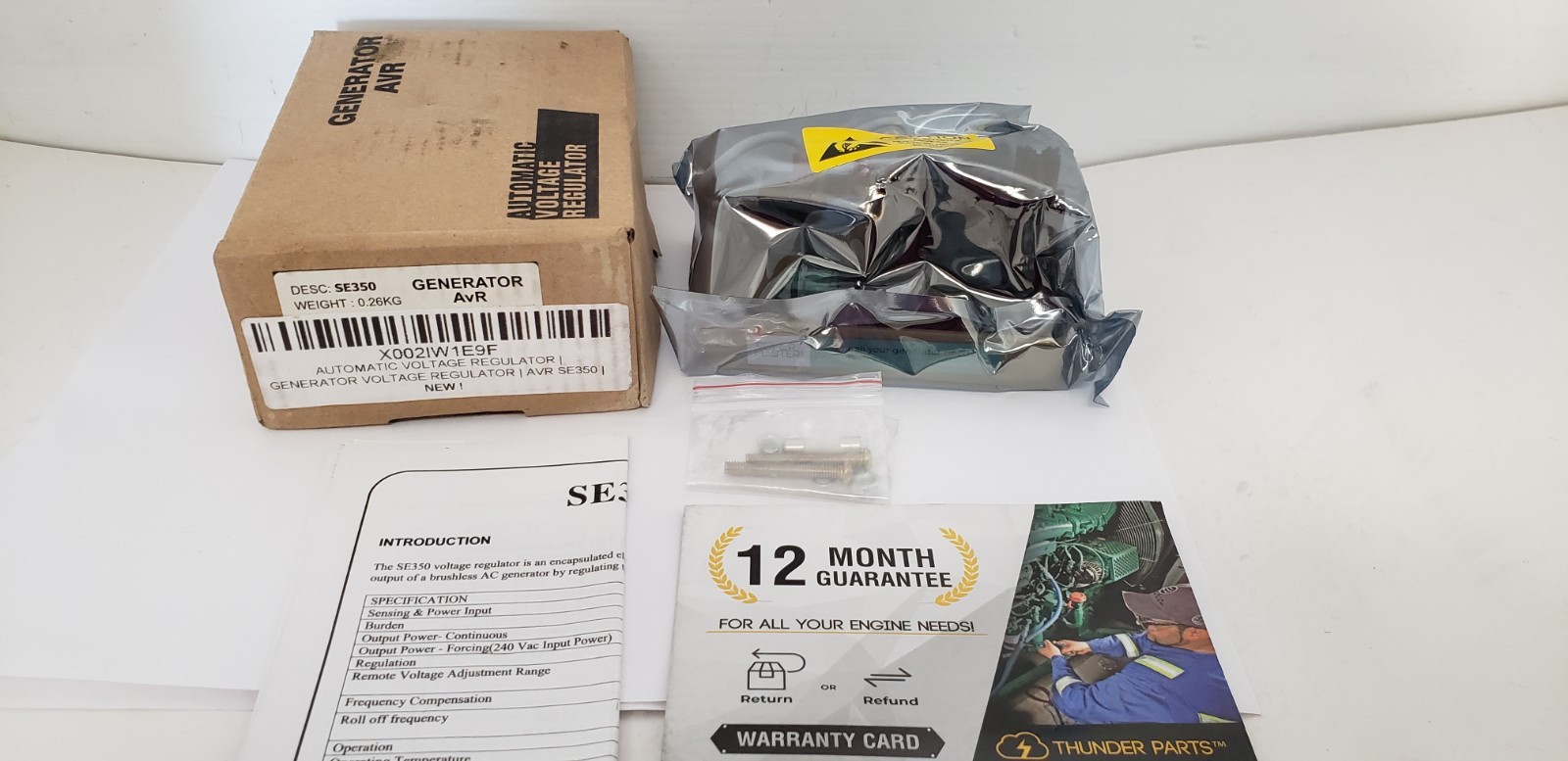 AVR SE350 AUTOMATIC VOLTAGE REGULATOR, 190-240 VAC, 500VA,73 VDC, 3.5A, NIB