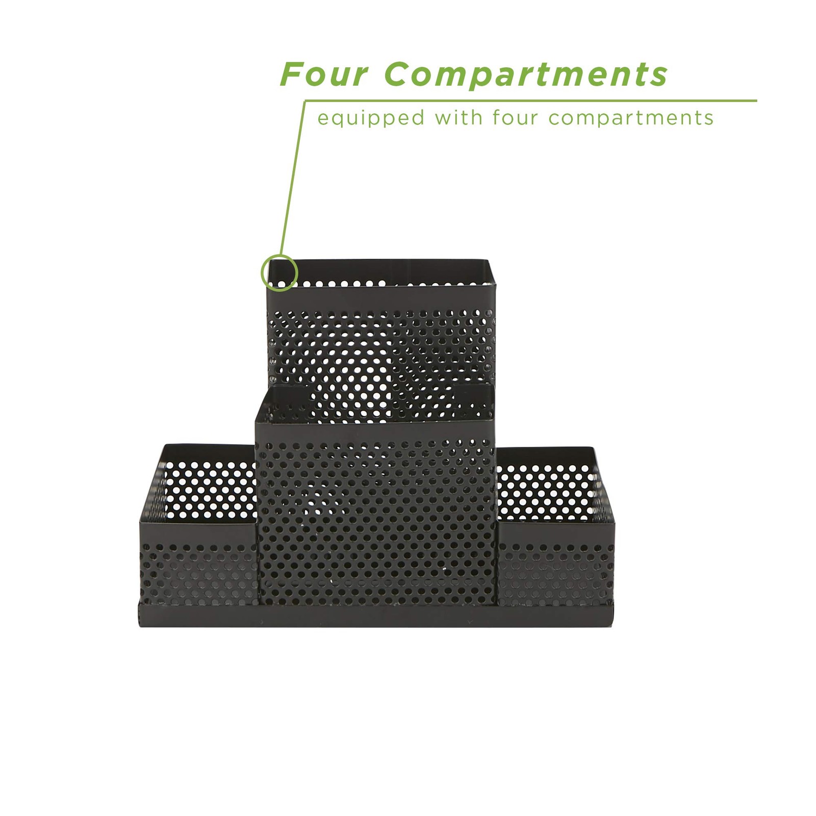 Mind Reader Desk Organizer [4-Compartment, 2-Piece Same Set] – Supplies Black